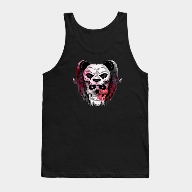 Red Panda Gothic Skull Tank Top by Trendy Black Sheep